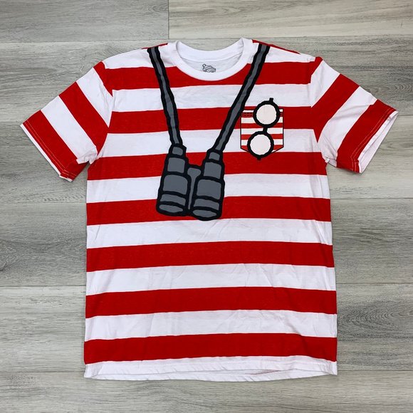 Where's Waldo Other - Official Where's Waldo Red & White Size Large Mens